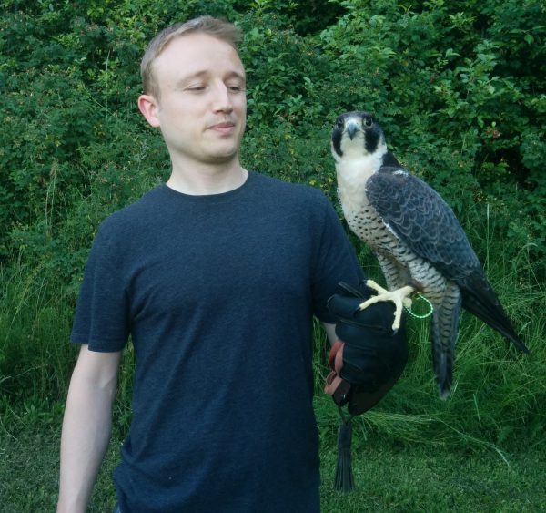 Jon Perry holding a hawk